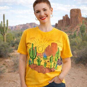 NWT - XS yellow t-shirt. Southwestern golden desert cactus tee shirt. Casual top